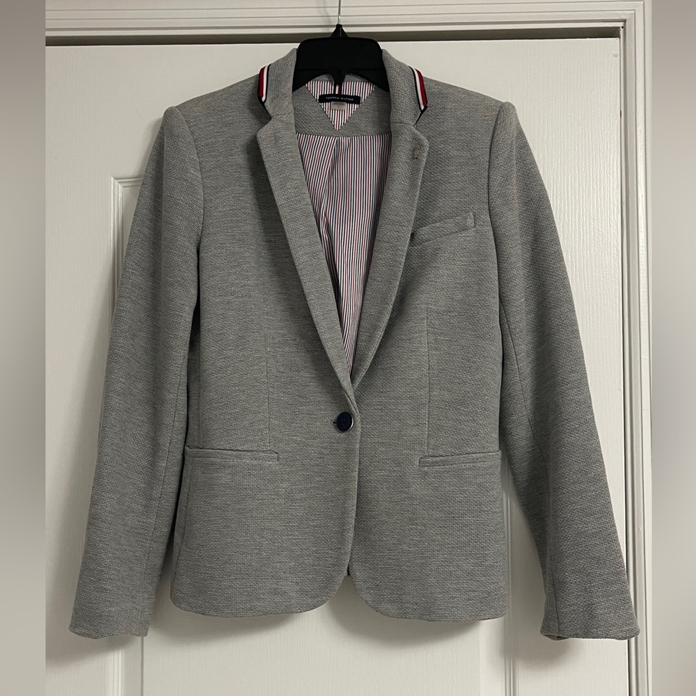 Tommy Hilfiger gray elbow patch blazer
